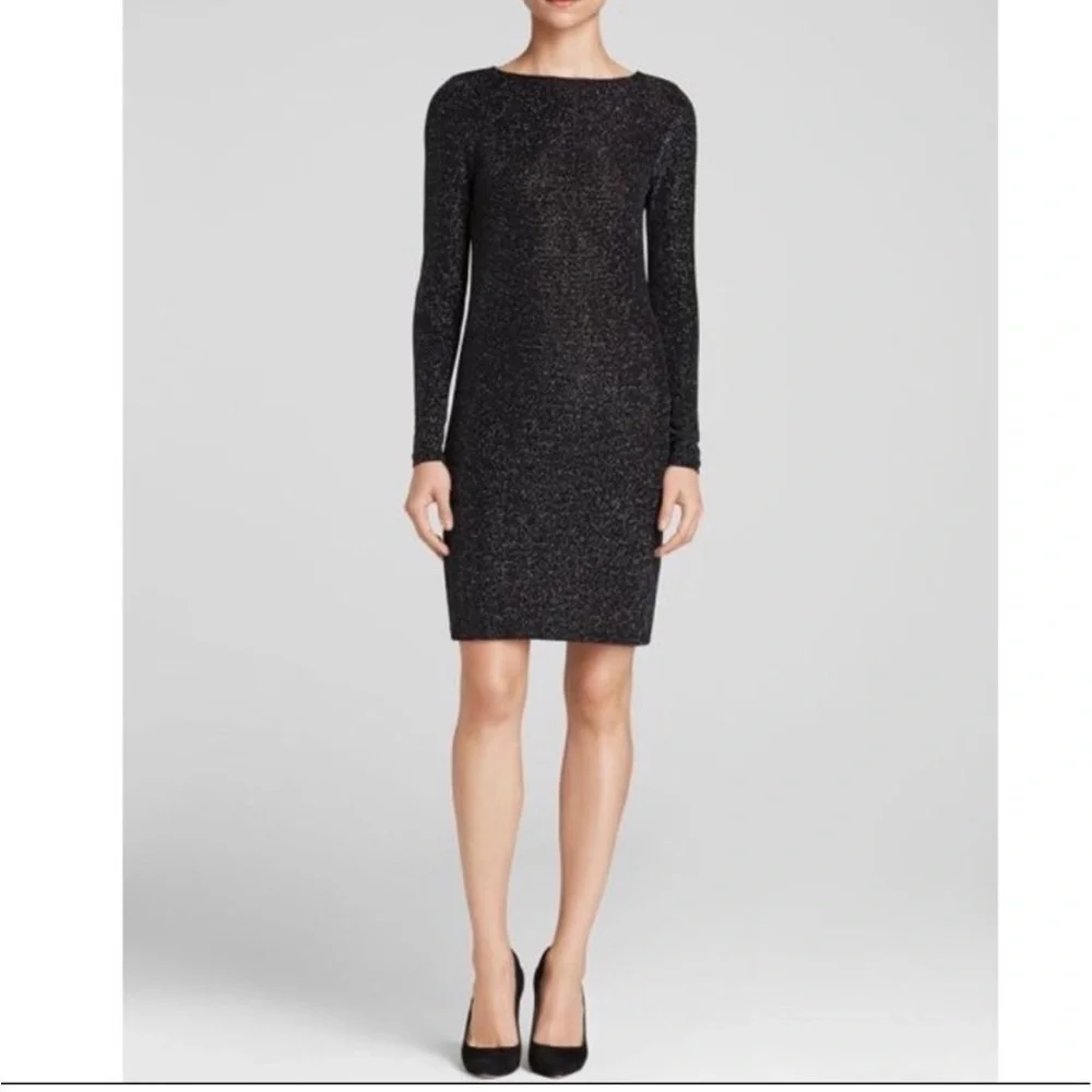 Michael Kors Black Dress sparkle Cowl Back PETITE Size XSmall Long Sleeve NEW